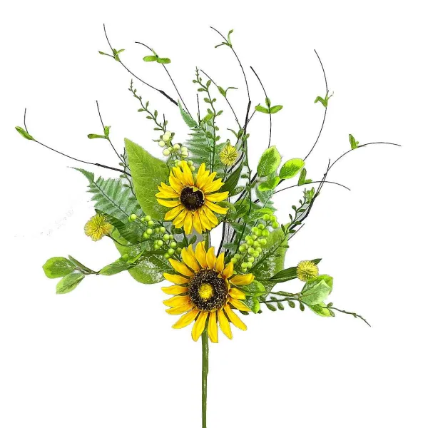 Floral^Liberty Floral Sunflower Mix Leaves Spray