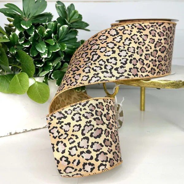 Ribbon^Farrisilk Trendy Cheetah Blush Ribbon