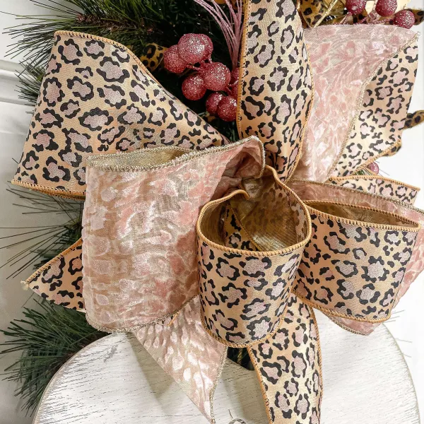 Ribbon^Farrisilk Trendy Cheetah Blush Ribbon