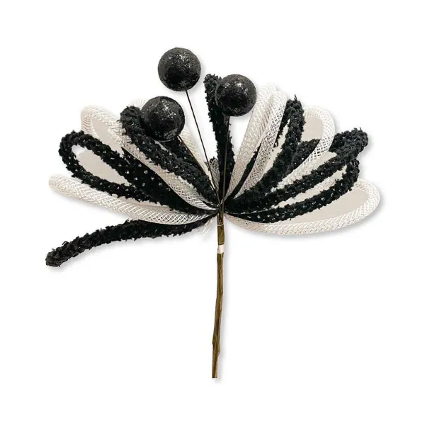 Floral^Craig Bachman Tubing And Glitter Ball Pick In Black And White