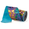 Spring Ribbon^Farrisilk Turquoise Cosmo Ribbon, 4" X 10Yd