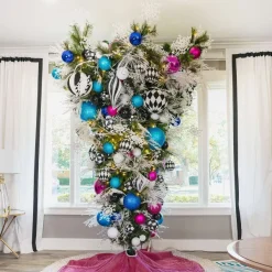 Ball Ornaments^Farrisilk Turquoise Glitter Ball Ornament, 4"