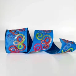 Ribbon^Farrisilk Turquoise Whimsy Ribbon, 4"X10Yd.