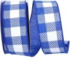 Ribbon^Reliant Ribbon Twill Check Royal Linen Ribbon, 1.5" X 10Yd