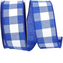 Ribbon^Reliant Ribbon Twill Check Royal Linen Ribbon, 1.5" X 10Yd