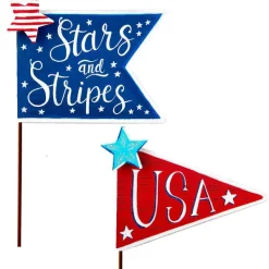 Pot Stakes^The Round Top Collection Usa & Stars Stripes Pennants