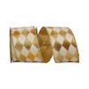 Mardi Gras^Reliant Ribbon Velvet Gold Diamond Glitz Ribbon, 2.5"X10Yd