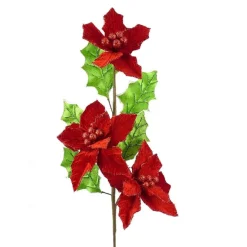 Floral^Liberty Floral Velvet Poinsettia Holly Spray