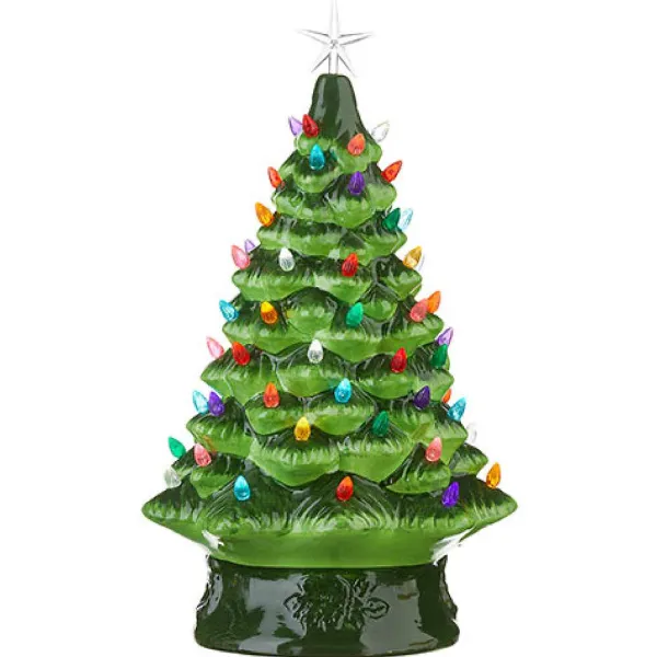 Focal Points^RAZ Vintage Lighted Tree With Timer, 17"