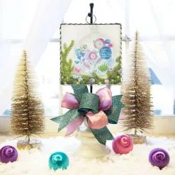 Table Decor^The Round Top Collection Vintage Ornament In Glass Dome Print Mini Gallery Art