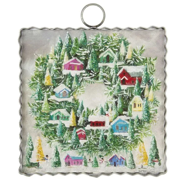 Table Decor^The Round Top Collection Vintage Wreath Of Houses Mini Gallery Art