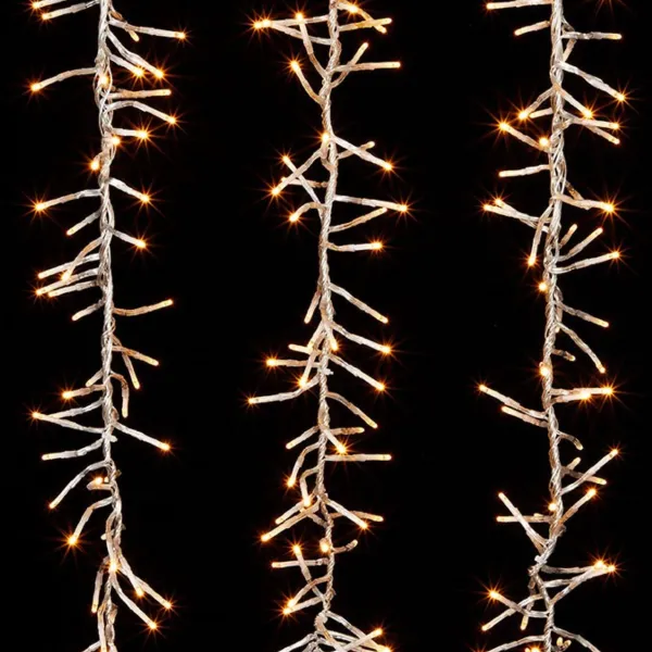 Lights^RAZ Warm White Cluster Lights On Clear Wire, 10'