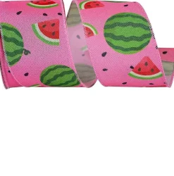 Ribbon^Reliant Ribbon Watermelon And Seeds Linen Ribbon, 2.5" X 10Yd