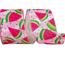 Ribbon^Reliant Ribbon Watermelon Slices Linen Ribbon, 2.5" X 10Yd