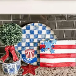 Pot Stakes^The Round Top Collection Waving Flag With Raised Stars