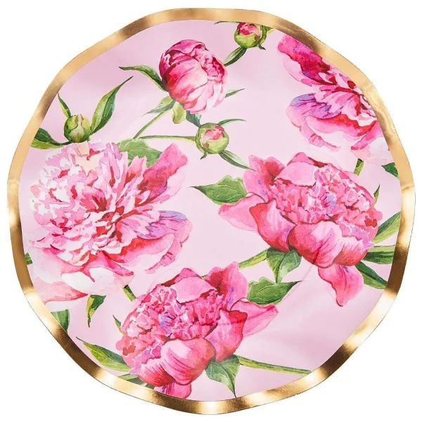 Celebrate Baby^Sophistiplate Wavy Dinner Plate, Pink Peonies