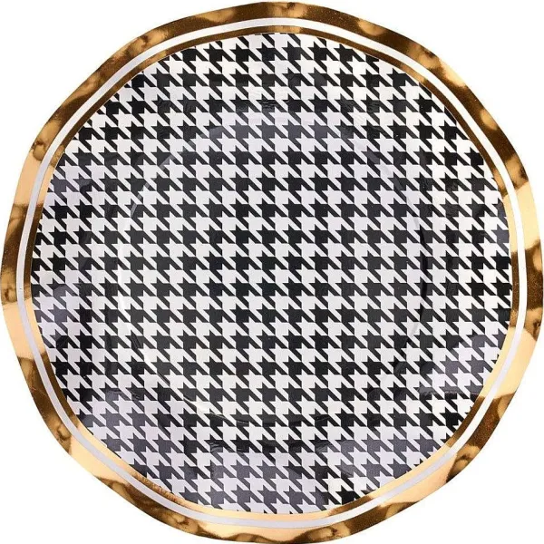 Party Diy^Sophistiplate Wavy Salad Plate, Blanc & Noir