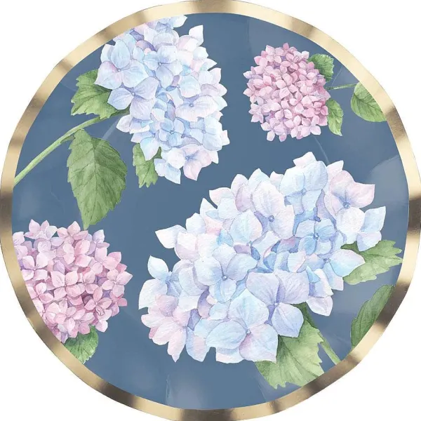 Party Diy^Sophistiplate Wavy Salad Plate, Hydrangeas