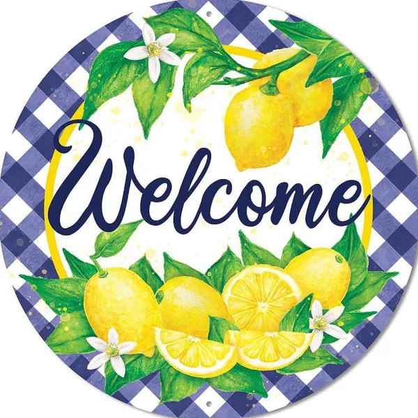 Focal Points^Craig Bachman Welcome Lemons With Check Border Sign