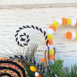 Sprays^Liberty Floral White And Black Chenille Curly Spray