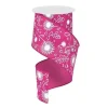 Ribbon^Craig Bachman White Dandelion On Pink Ribbon, 4" X 10Yd