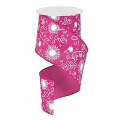 Ribbon^Craig Bachman White Dandelion On Pink Ribbon, 4" X 10Yd