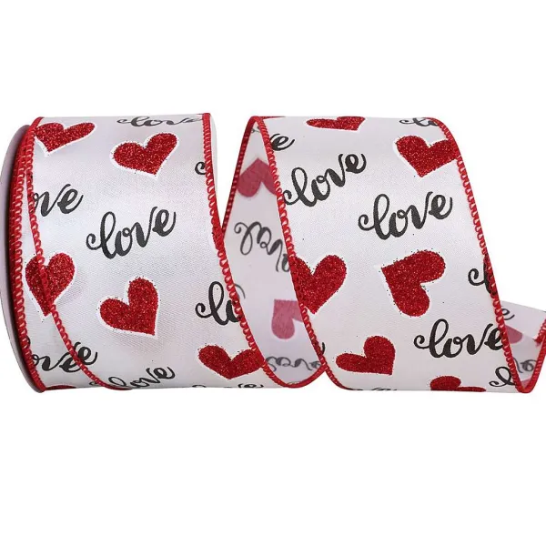 Ribbon^Reliant Ribbon White Heart Love - 2.5"X10Yd