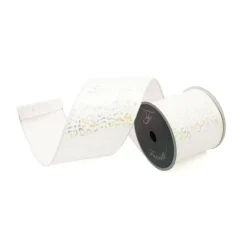 Ribbon^Farrisilk White Iridescent Cheetah Ribbon, 4" X 5Yd