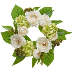 Spring^RAZ White Peony, Ranunculus, And Geranium Mini Wreath