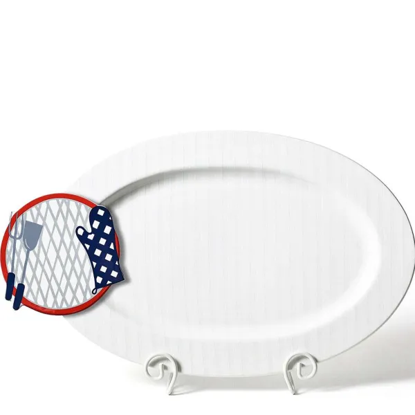 Kitchen & Dining^Happy Everything White Stripe Big Oval Platter By !