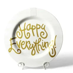 Table Decor^Happy Everything White Stripe Big Round Platter By !