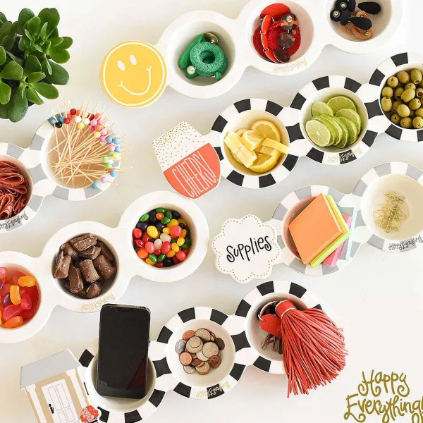 Kitchen & Dining^Happy Everything White Stripe Mini Trio Bowl By !