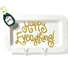 Table Decor^Happy Everything White Stripe Rectangle Entertaining Platter By !
