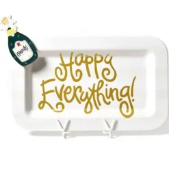 Table Decor^Happy Everything White Stripe Rectangle Entertaining Platter By !