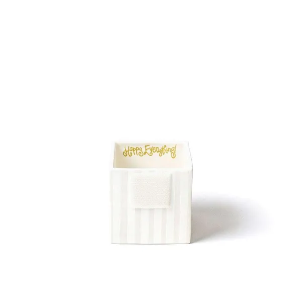 Decorative Containers^Happy Everything White Stripe Small Nesting Cube By !
