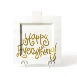 Table Decor^Happy Everything White Stripe Square Big Entertaining Platter By !