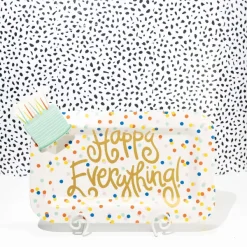 Home Accents^Happy Everything White Swirl Big Plate Stand By !