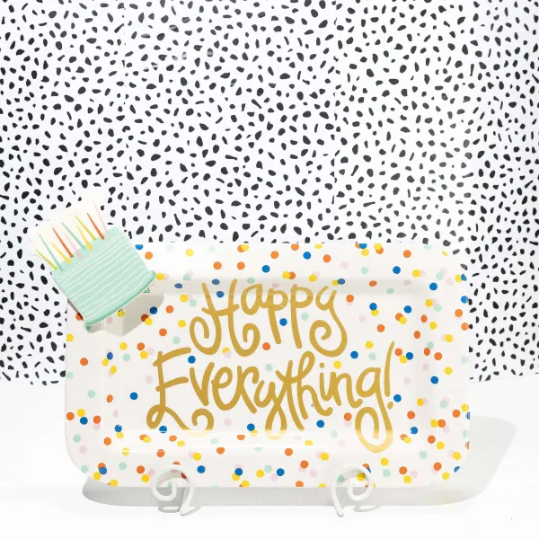 Home Accents^Happy Everything White Swirl Big Plate Stand By !