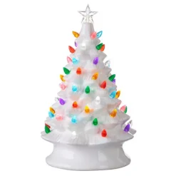 Home Accents^RAZ White Vintage Lighted Tree With Timer, 13"