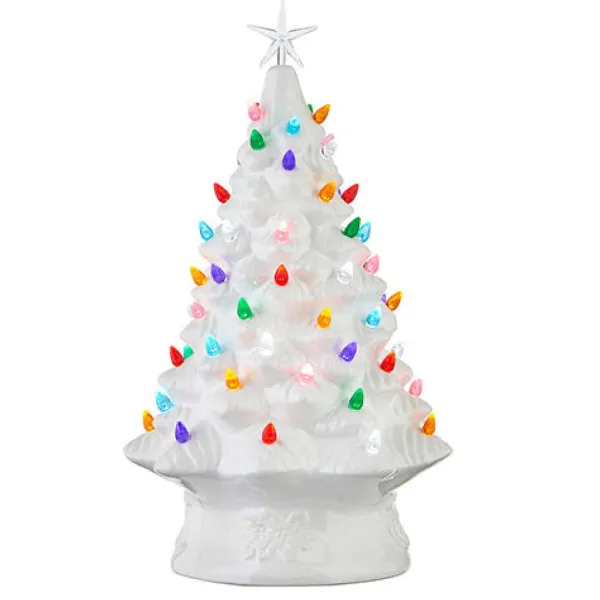 Home Accents^RAZ White Vintage Lighted Tree With Timer, 17"
