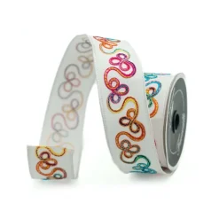 Ribbon^Farrisilk White Whimsy Embroidered Ribbon, 1.75" X 10Yd