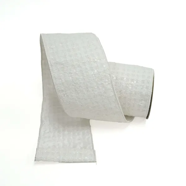 St. Patrick's Day^Farrisilk Winter White Tweed Ribbon, 4" X 10Yd