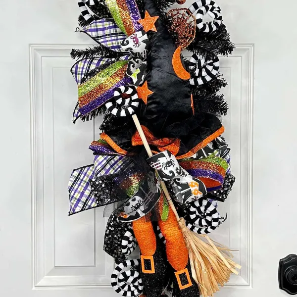 Hanging Decor^Craig Bachman Witch Hat, Legs, And Broom Decor Kit