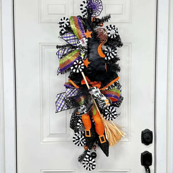 Door Decor^Craig Bachman Witch Hat, Legs, And Broom Decor Kit