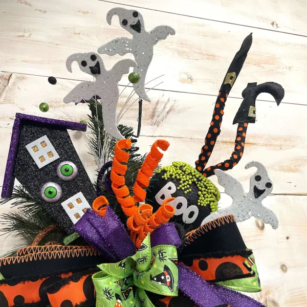 Floral^Liberty Floral Witch Legs In Boo Cauldron Pick
