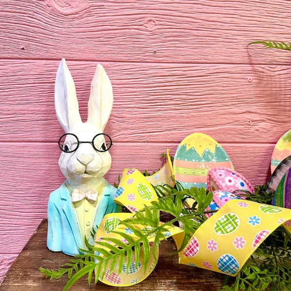 Ribbon^D. Stevens Yellow Easter Egg And Daisy Ribbon, 2.5" X 10Yd
