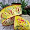 Spring^D. Stevens Yellow Velvet Embroidered Ribbon, 4" X 5Yd
